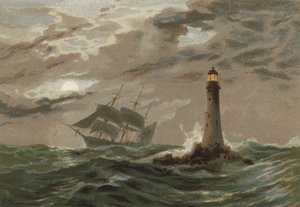 Měsíční svit, Eddystone Lighthouse od Edward Duncan