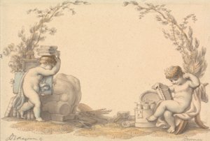 Alegorie kresby od Edward Francis Burney