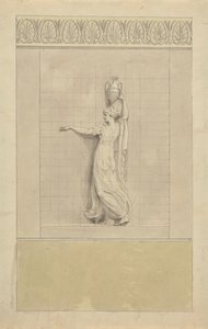 Ženská postava nesoucí džbán s vodou na hlavě od Edward Francis Burney