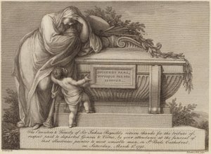 Pohřební lístek sira Joshuy Reynoldse od Edward Francis Burney