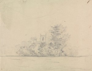 Krajina s kostelem od Edward Francis Burney