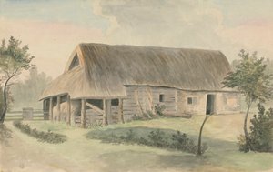 Stodola s doškovou střechou od Edward Francis Burney