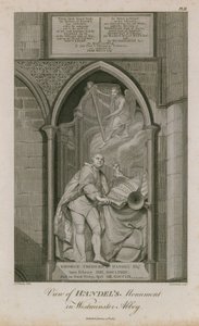 Pohled na Händelův památník ve Westminsterském opatství od Edward Francis Burney