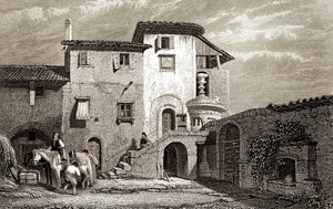 Rezidence lorda Byrona 1811 (rytina) od Edward Francis Finden