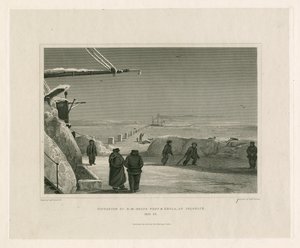 Situace lodí HM Fury a Hecla v Igloolik od Edward Francis Finden