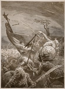 Haroldova smrt v bitvě u Hastingsu, ilustrace z knihy "Cassell