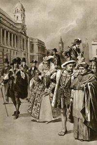 Ulice Londýna: Jindřich VIII., kardinál Wolsey (litografie) od Edward Frederick Skinner