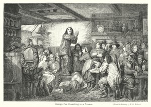 George Fox Kázání v hospodě (rytina) od Edward Henry (after) Wehnert