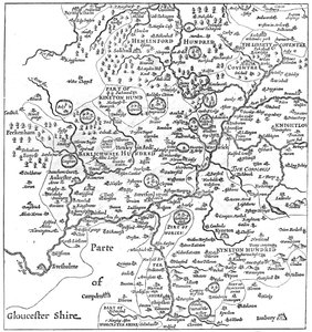 Mapa Stratford-upon-Avon a jeho okolí, 1610 1885.