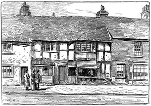 Shakespearovo rodiště před restaurováním, Stratford-upon-Avon, Warwickshire, 1885.
