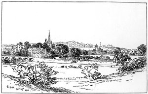 Stratford-upon-Avon, Warwickshire, jak je patrné z jihovýchodu, 1885.