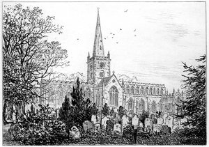 Stratfordský kostel při pohledu ze severu, Stratford-upon-Avon, Warwickshire, 1885. od Edward Hull