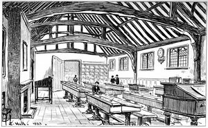 Gymnázium, Stratford-upon-Avon, Warwickshire, 1885.