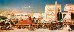 Izrael v Egyptě (barevná litografie) od Edward John (after) Poynter