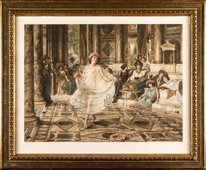 Řecký tanec (ručně kolorovaný hlubotisk) od Edward John Poynter