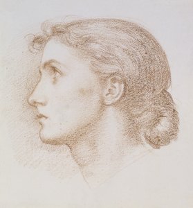 Studie hlavy mladé ženy, kolem roku 1880 (křída na papíře) od Edward John Poynter