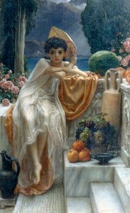 Na schodech chrámu od Edward John Poynter