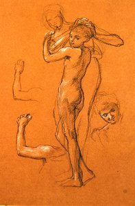 Study for Idle Fears (II), 1893 (křída na papíře) od Edward John Poynter