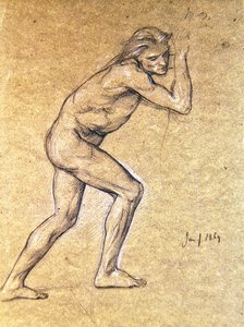 Studie mužského aktu pro The Prodigals Return, 1869 (křída na papíře)