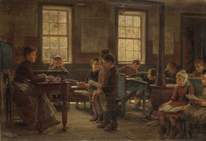A Country School, 1890 (olej na plátně připevněné na kompoziční desce)