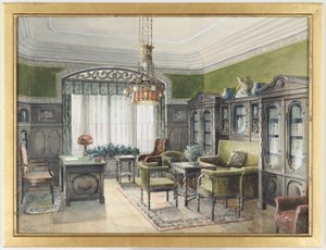 Interiér knihovny od Edward Lamson Henry