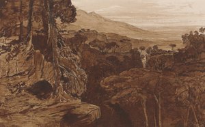 Bavella, Korsika, cca 1868 (pero a inkoust s mytím na papíře) od Edward Lear