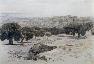 Betlém - Velký pátek 2. dubna 1858 (pero, inkoust a akvarel na papíře) od Edward Lear