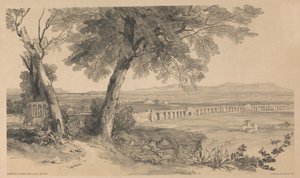 Římské předměstí z pohledu z vily Mattei, z publikace „Pohledy na Řím a jeho okolí“, 1841 od Edward Lear
