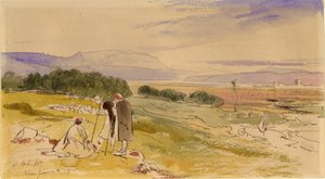 Pohled do dálky na Janinu (tuš, tužka a čb na papíře) od Edward Lear