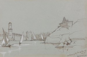 Vjezd do přístavu Marseille od Edward Lear