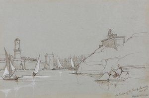 Vjezd do přístavu Marseille od Edward Lear