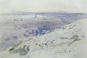 Jeruzalém, 24.-28. dubna 1858 (pero, inkoust a akvarel na papíře) od Edward Lear