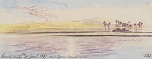 V blízkosti Gezir Shendowiel; západ slunce, 17:22, 10. ledna 1867 (121) od Edward Lear