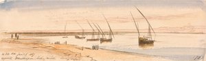 Naproti Beni Hassan, pohled na sever od Edward Lear