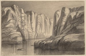Řeka vinoucí se skalním útvarem (Philae, Egypt) od Edward Lear