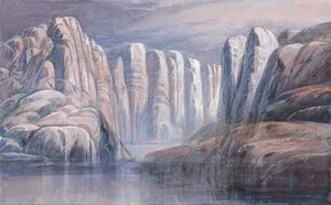 Říční průsmyk mezi pustými skalními útesy od Edward Lear