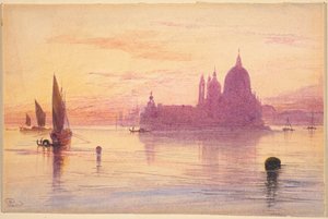Santa Maria della Salute, Benátky, při západu slunce od Edward Lear