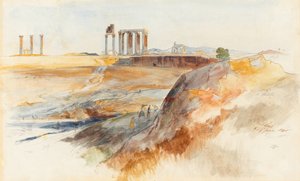 Chrám boha Dia Olympského, Athény od Edward Lear
