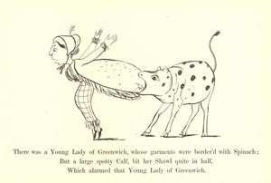 Byla tam mladá dáma z Greenwiche, jejíž šaty byly lemovány špenátem od Edward Lear