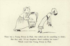 Byl tam Mladý člověk v růžovém, který volal o něco k pití od Edward Lear