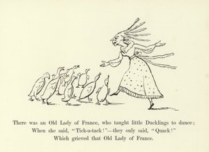 Byla jedna stará dáma z Francie, která učila malá káčátka tančit od Edward Lear