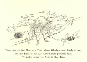 Byl tam starý muž na stromě, jehož vousy bylo krásné vidět od Edward Lear