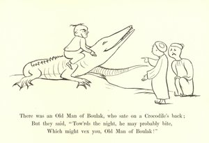 Byl tam starý muž z Boulaku, který seděl na hřbetě krokodýla od Edward Lear
