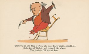 Byl jeden stařec z Peru, který nikdy nevěděl, co má dělat, z knihy "A Book of Nonsense", vydané nakladatelstvím Frederick Warne and Co., Londýn, cca 1875. od Edward Lear