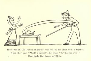 Byl tam starý Blythe, který rozřezal své maso kosou od Edward Lear
