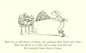 Byl tam starý člověk z Cannes, který si koupil tři slepice a ventilátor od Edward Lear