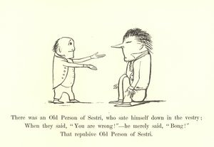 Byl tam Starý Sestri, který se posadil do sakristie od Edward Lear