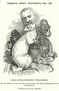 Punch cartoon: Adolphus Williamson, britský policista a první šéf detektivní pobočky metropolitní policie (rytina) od Edward Linley (after) Sambourne