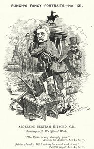 Punč karikatura: Algernon Bertram Freeman-Mitford od Edward Linley (after) Sambourne
