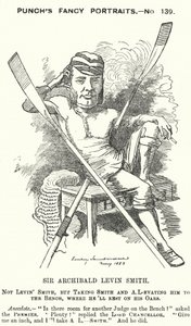 Punch cartoon: Archibald Levin Smith, anglický rozhodčí a veslař, který soutěžil v závodě univerzitních člunů a na Henley Royal Regatta (rytina) od Edward Linley (after) Sambourne
